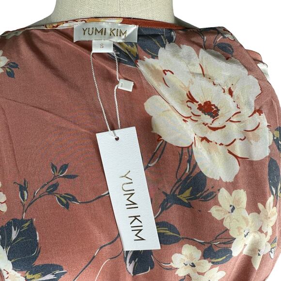 YUMI KIM Kennedy Floral Mini Wrap Dress Honey Rose Rust Size Small NWT Earthy - Picture 4 of 6